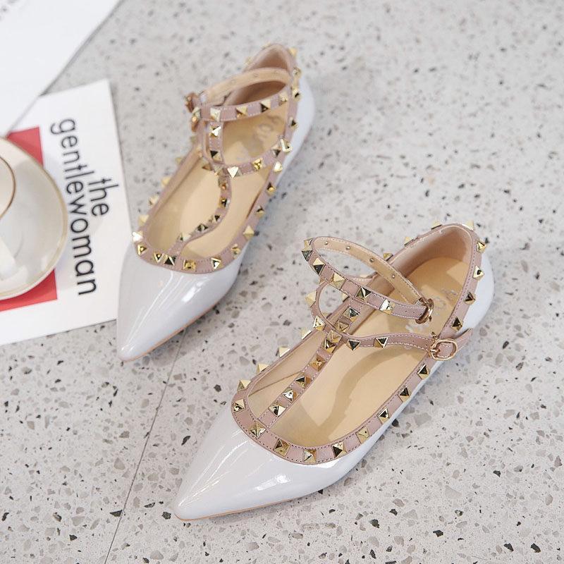 Studded Cage Ankle Fashion Flats-Gray-Theone Apparel