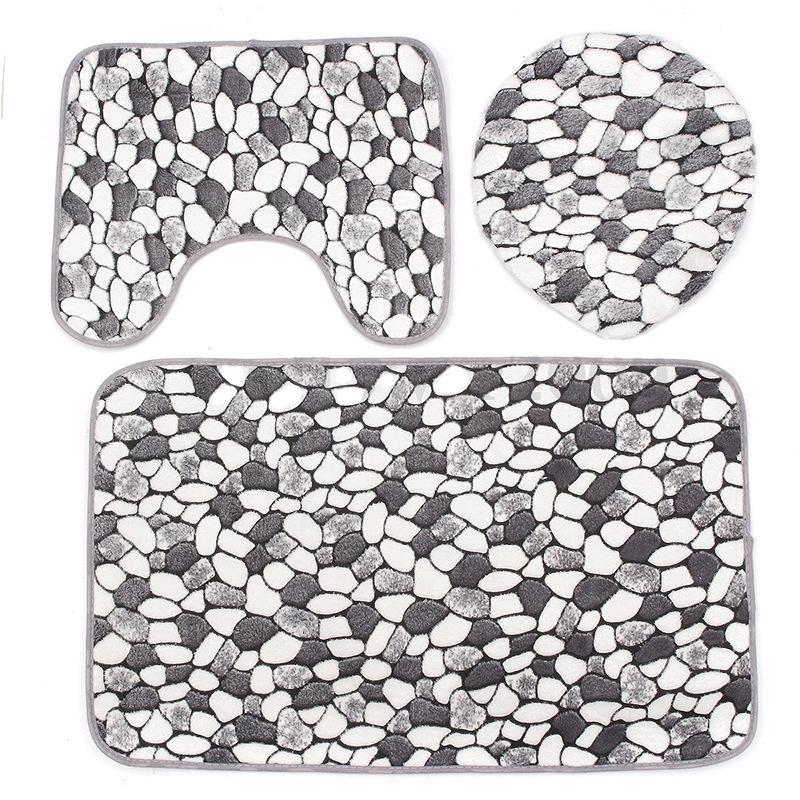 Trendy Throwback Print Bath Mat Set-621-0031-S3-Theone Apparel