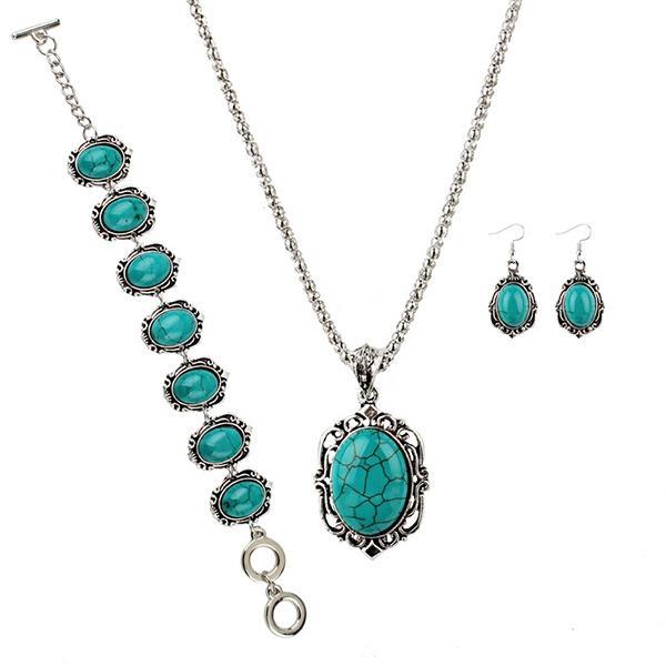 Turquoise Bohemian Faux Jewelry Set