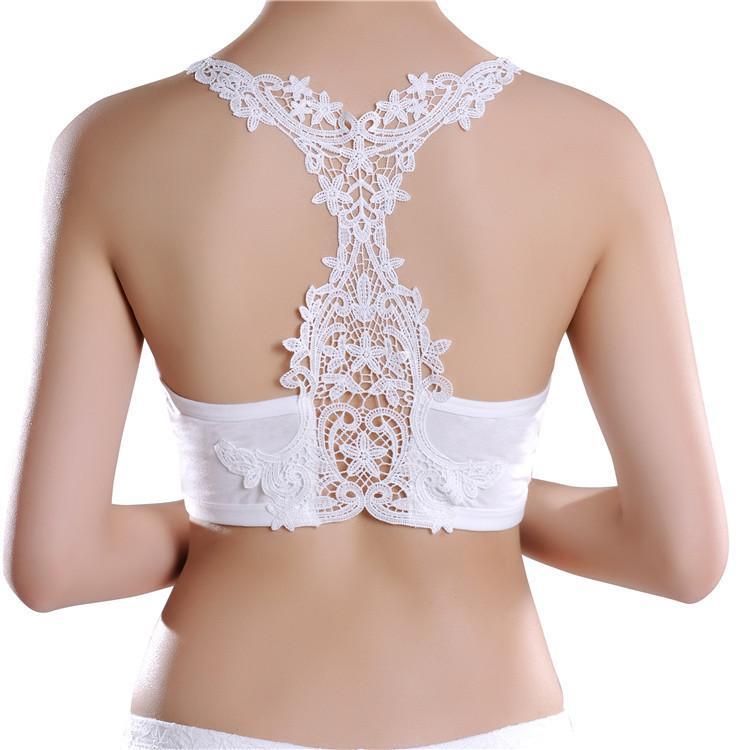 Vintage Lace Racerback Bralette-White-Theone Apparel