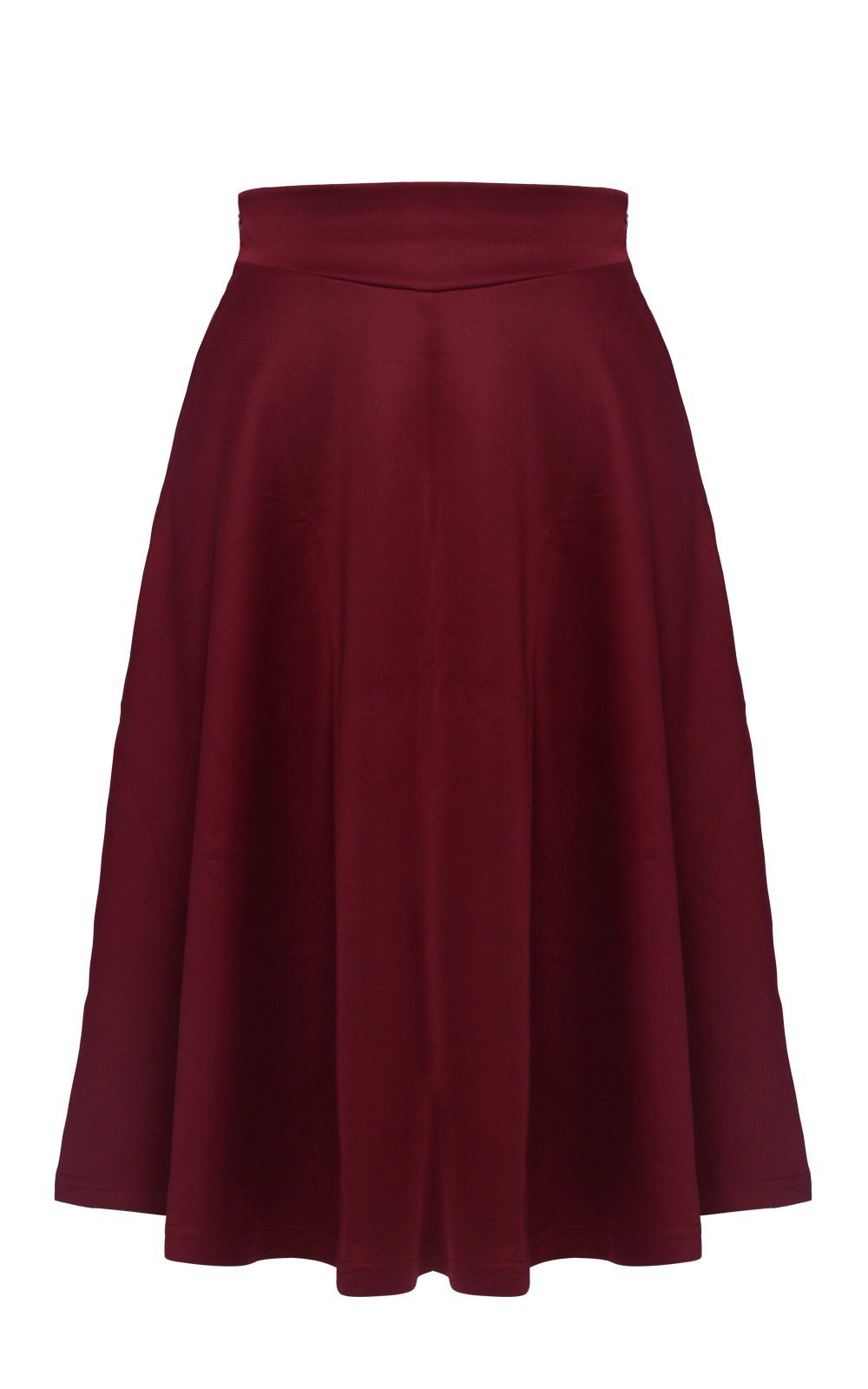 Wide Band Tea Length Skirt-Dark Red-Theone Apparel