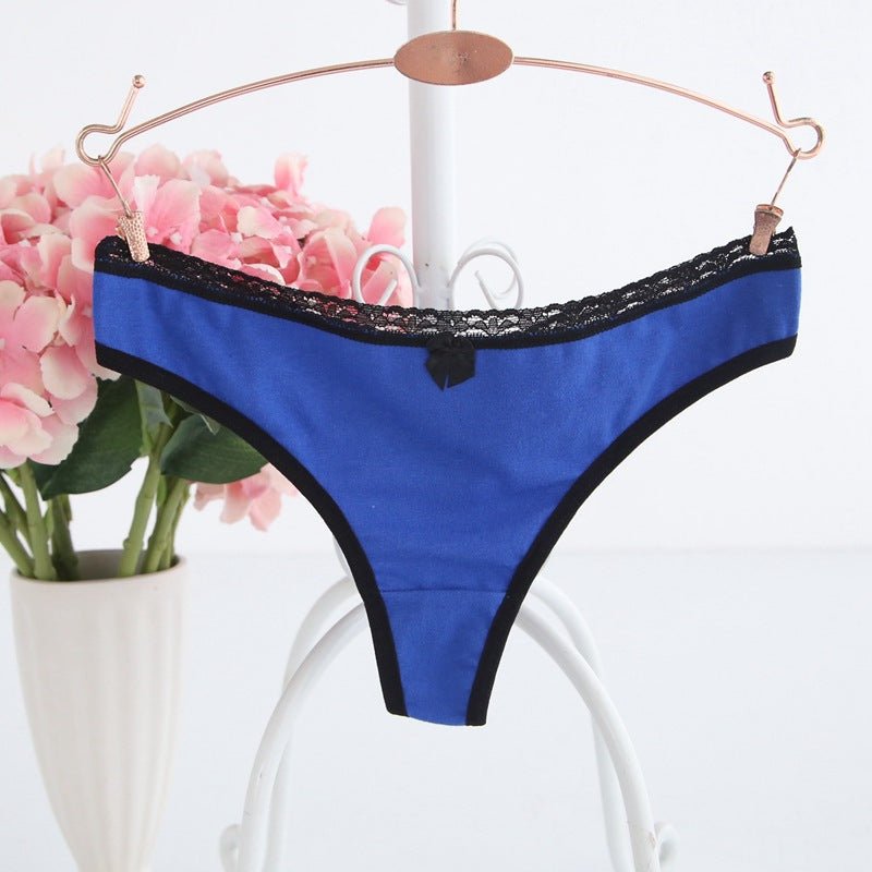 Basic Lace Trim Thong Panty - THEONE APPAREL