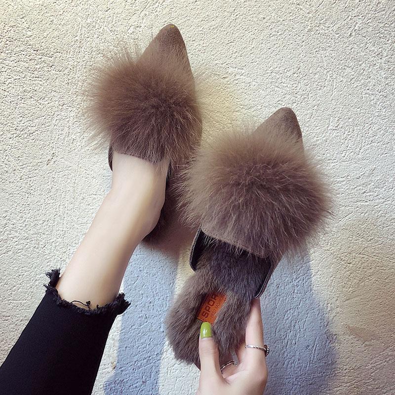 Big Fur Ball Slip On Slides - THEONE APPAREL