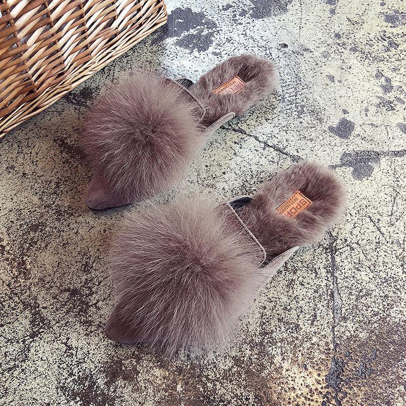 Big Fur Ball Slip On Slides - THEONE APPAREL