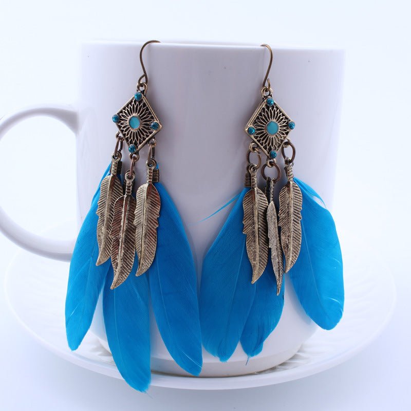 Black Feather Drop Earrings - THEONE APPAREL