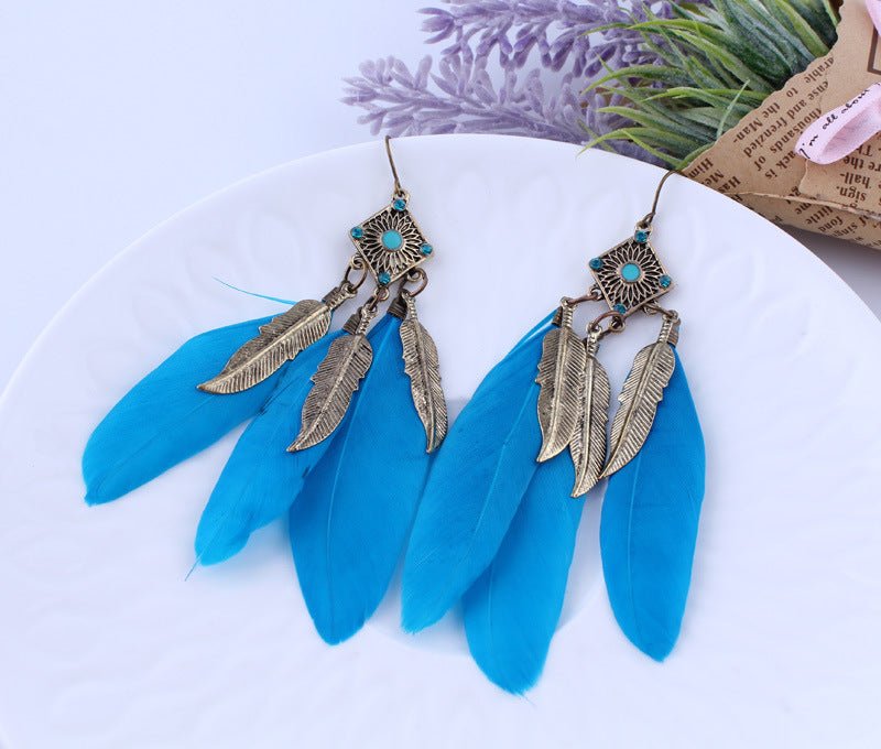 Black Feather Drop Earrings - THEONE APPAREL