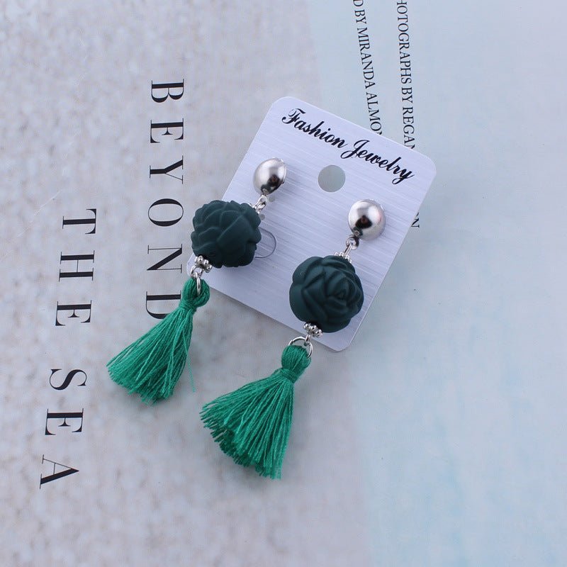 Black Rose and Tassel Earrings - THEONE APPAREL