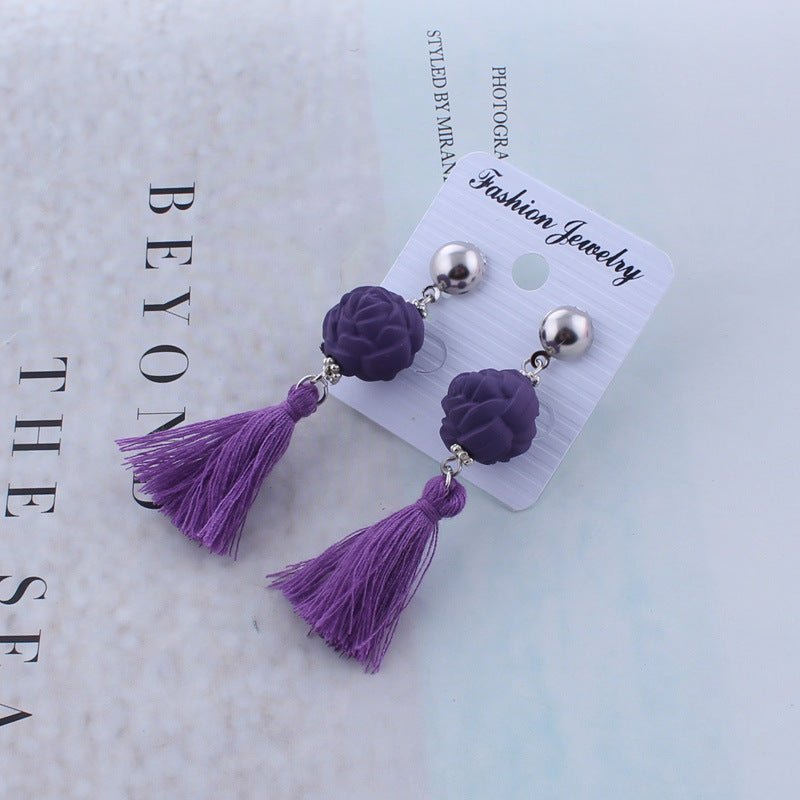 Black Rose and Tassel Earrings - THEONE APPAREL