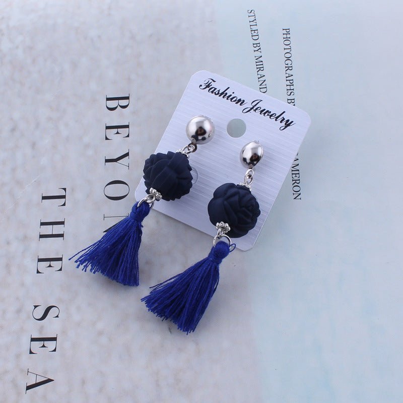 Black Rose and Tassel Earrings - THEONE APPAREL