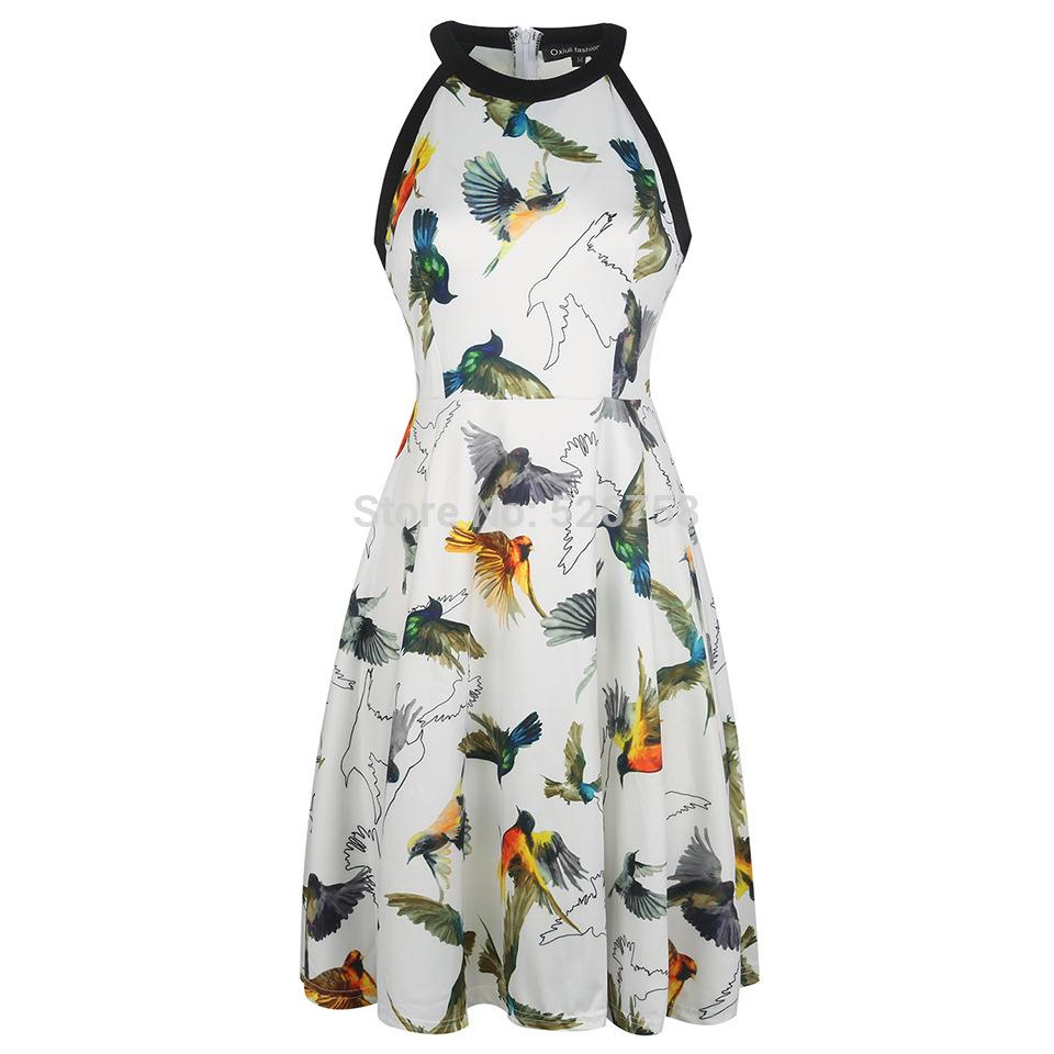 Black-Trim All-Over Print Sleeveless Dress - THEONE APPAREL