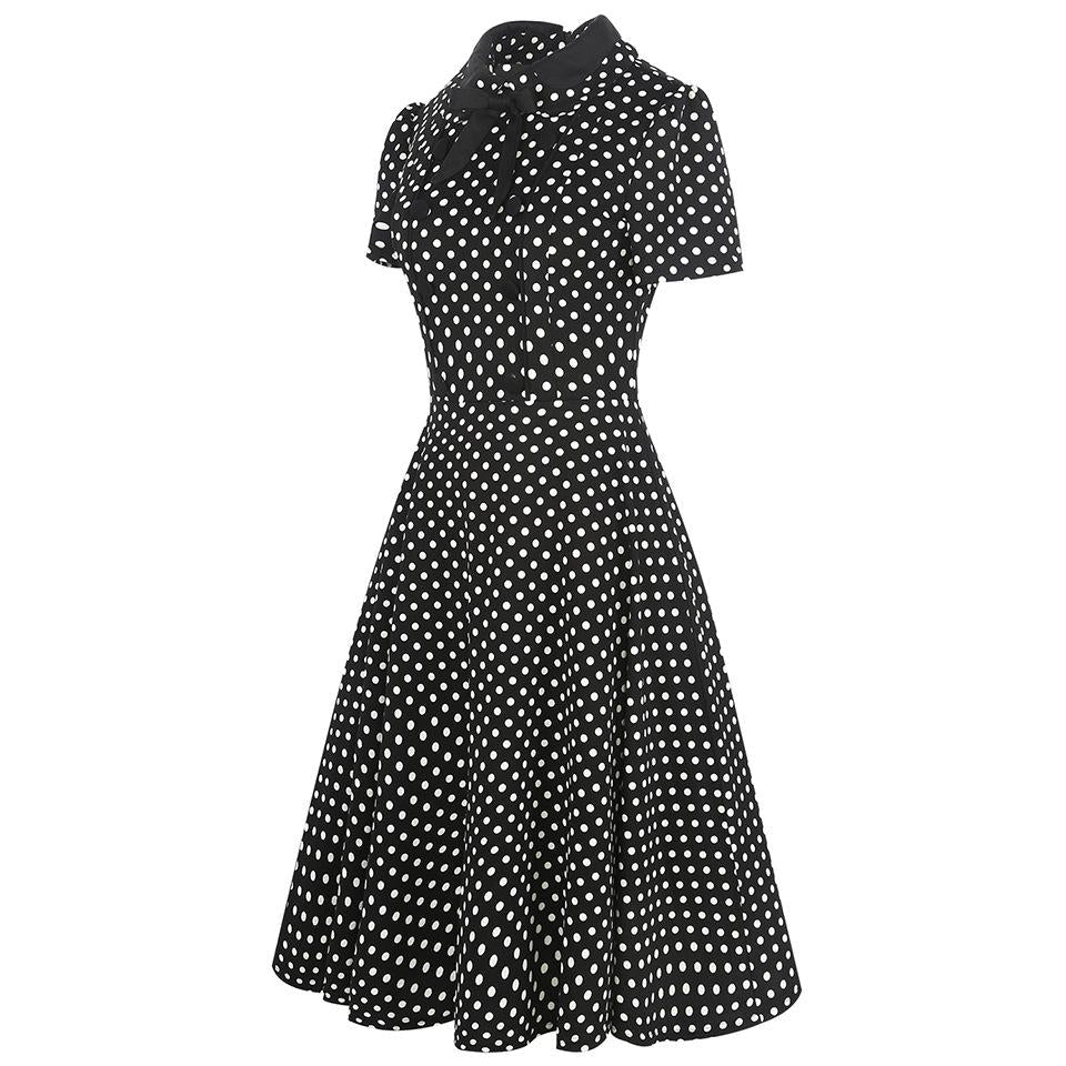 Black & White Polka Dot Button Dress - THEONE APPAREL