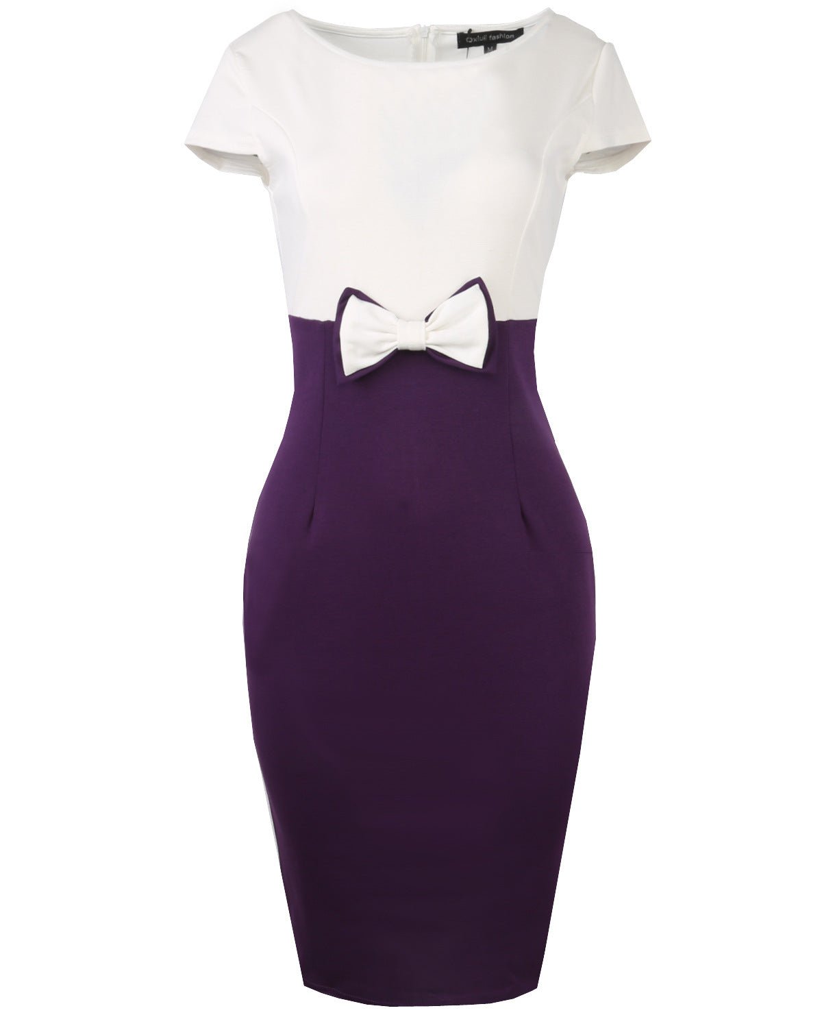 Blocked Bow Waist Sheath Dress - THEONE APPAREL