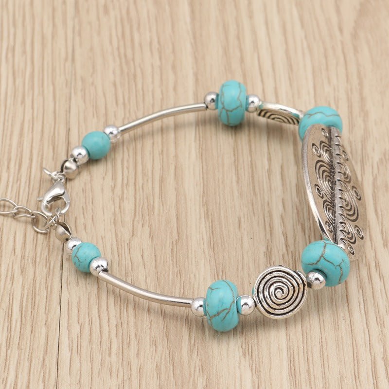 Carved Oblong and Turquoise Bead - THEONE APPAREL