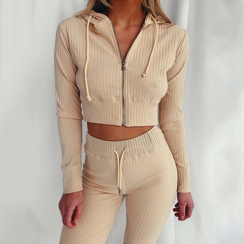 Casual Two Piece Cropped Top and Pants Set - THEONE APPAREL